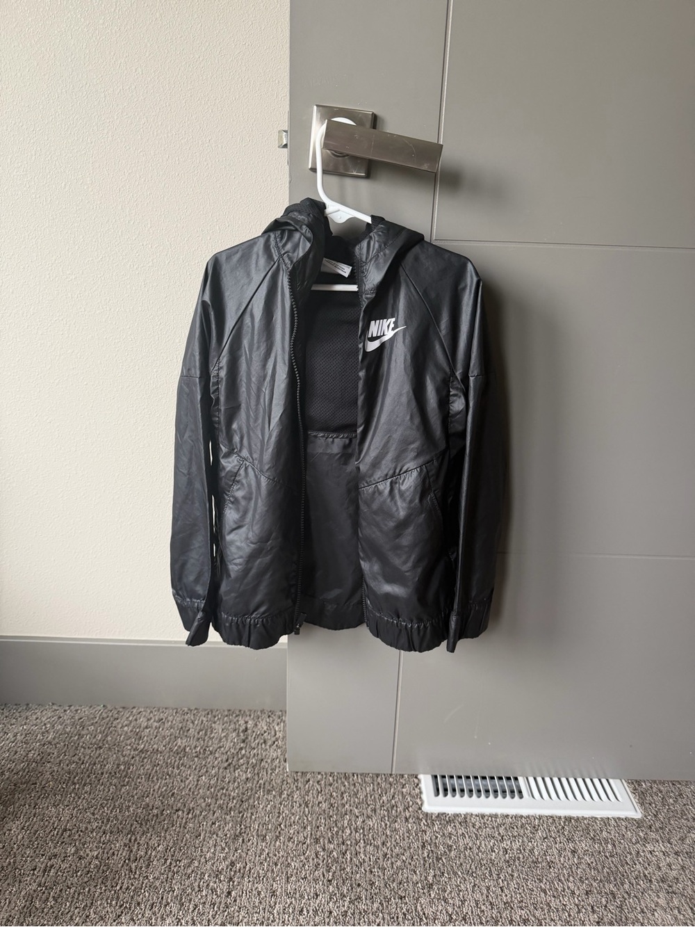 Nike Black Lightweight Hooded Jacket with White Logo